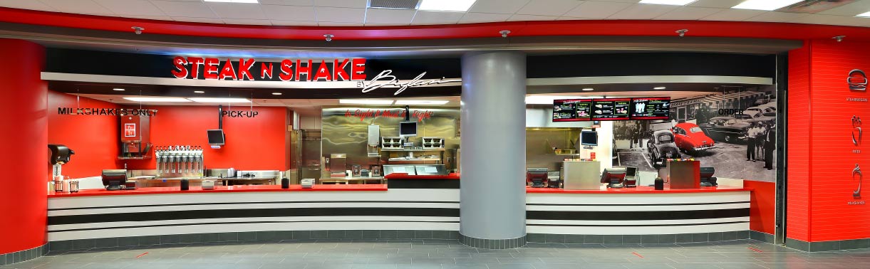 A modern Steak 'n Shake campus restaurant